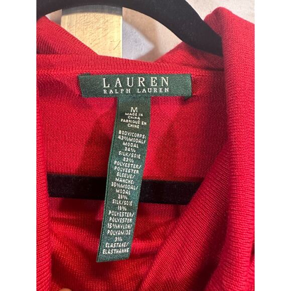 Lauren Ralph Lauren Women's Size M Silk Modal Blend Turtleneck Sweater Red A56 - Picture 2 of 6
